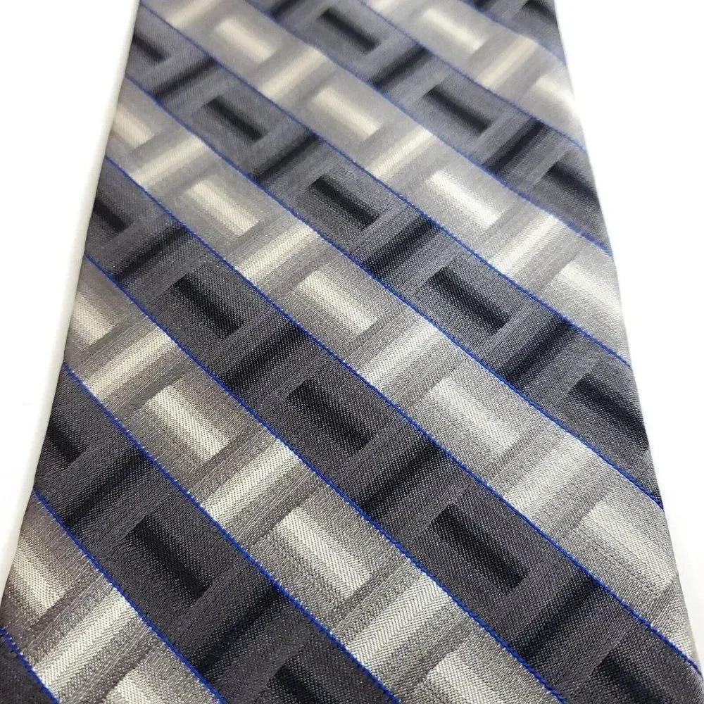 Joseph & Feiss‎ International Gray Beige Blue Abstract Wide Silk Tie